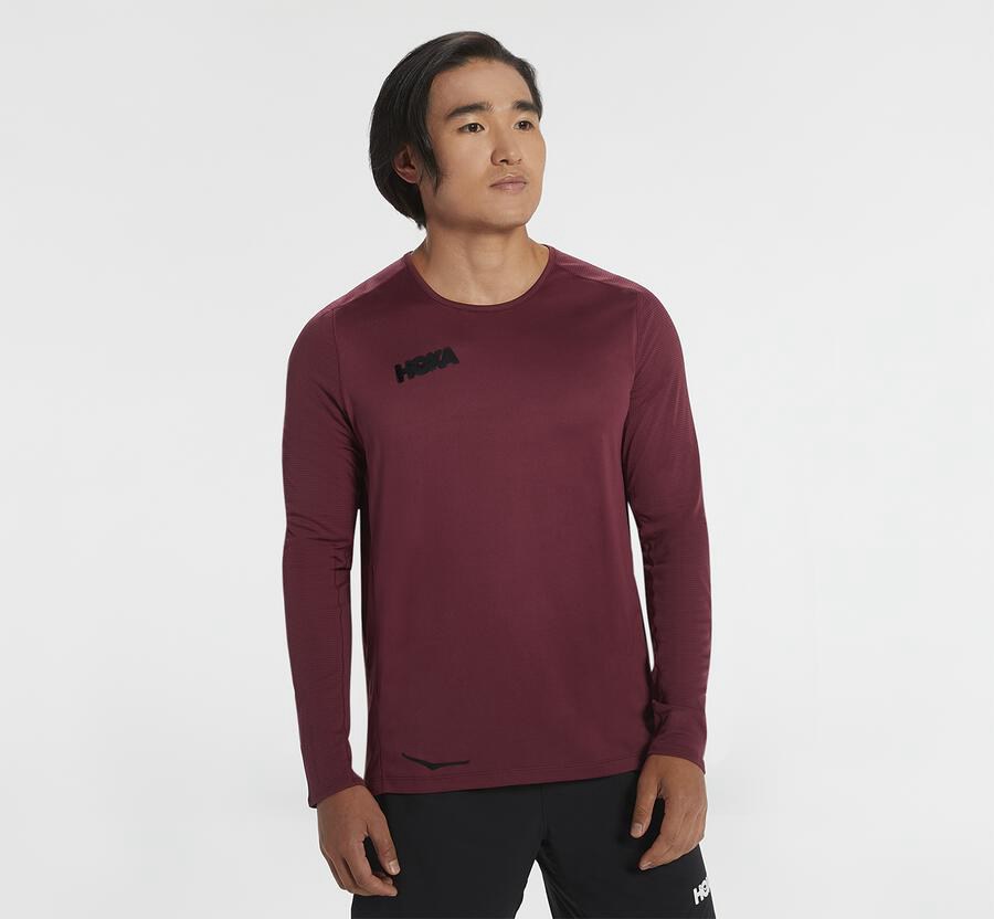 Hoka One One Top Herre - Performance Lang Sleeve - Brune - 803241GHL